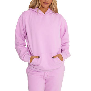 Ensemble de survêtement pour femme en tricot de haute qualité, 2 pièces, haut court et pantalon évasé, 100% coton, sweat-shirt à capuche - Product Image 5
