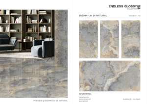 กระเบื้องพอร์ซเลนเคลือบเงาพรีเมียม ขนาด 600x1200 มม. ผิวขัดเงา สำหรับตกแต่งผนังและพื้น ภายในและภายนอกอาคาร ดีไซน์ทันสมัย - Product Image 4