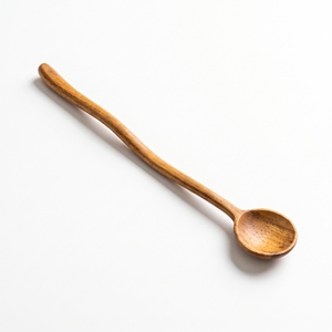Wholesale Long Bend Teak Wood Spoon 22x3cm Food Grade Polished Wooden Spoon - Product Image 1