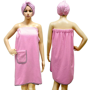 Terry Cloth Body <b>Wrap</b> <b>Towel</b> with Pocket Quick-Dry Mint Green for Women and Men - Product Image 2