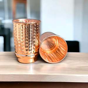 Pure Copper Hammered Drinking Cups Eco-Friendly and Disposable Ayurvedic Health <b>Tumblers</b> <b>Metal</b> Drinkware - Product Image 2