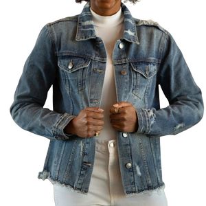 Chaqueta Vaquera Pretty Poodle para Mujer, Abrigo Azul Vaquero con Gráficos de Chenille, Estilo Casual Urbano de Hermandad Griega - Product Image 1