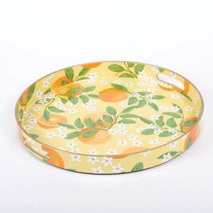 Plateau de service rond en bois avec finition émaillée colorée, design luxueux, durable, fait main, écologique, idéal pour les cadeaux d'affaires - Product Image 3