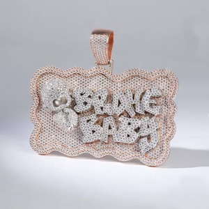 Pendentif Hip Hop de luxe tendance et élégant en argent avec moissanite naturelle et diamant, pour homme et femme, magnifique collier de bijoux pour mariage et fiançailles - Product Image 1