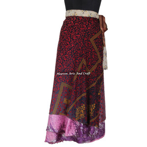 100 façons de porter un foulard magique en soie vintage indienne de 38 pouces, 2 couches, réversible, pour sari, jupe longue ou écharpe enveloppante - Product Image 4