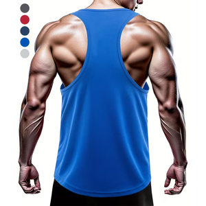 Camisetas sin Mangas para Hombre al por Mayor, Color Azul, para Gimnasio y Fitness, 220 GSM, Chaleco Largo Deportivo Informal con Servicio OEM - Product Image 3