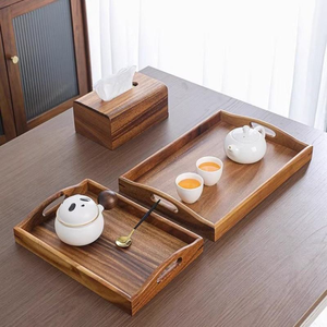 Plateau en bois de noyer noir de style nordique, avec détails en cuivre, idéal pour la maison - Vente chaude - Product Image 4