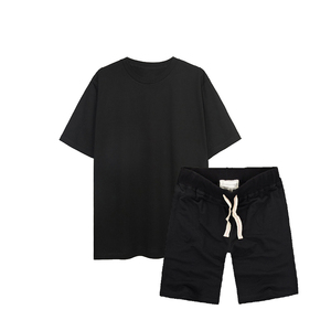 2026 Wholesale Custom Logo Mens Streetwear Two-piece <b>Set</b> Printed Solid T Shirt And <b>Knitted</b> Shorts For Summer Casual Style - Product Image 5