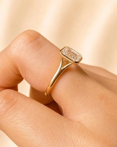 IGI Certified 1.80ct Emerald Cut Engagement <b>Ring</b> 14K Solid <b>Gold</b> Bezel Set <b>Vintage</b> Promise Proposal <b>Ring</b> for Anniversary Wedding - Product Image 3