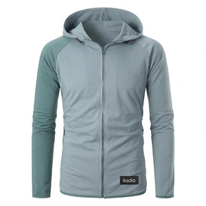 Sudadera con capucha y cremallera para hombre, estilo color block, con logo personalizado, venta al por mayor de fábrica, para otoño - Product Image 1