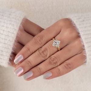 Anillo de compromiso con diamantes de corte marquesa de 2.51 quilates cultivados en laboratorio, con oro amarillo de 14 quilates, inspirado en el promesa de matrimonio, regalo para novias. - Product Image 4