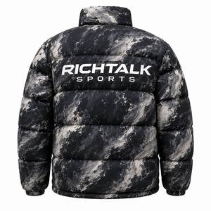 Chaqueta de Invierno para Hombre, Estilo Deportivo, con Cuello Alto, Estampado de Mármol, Resistente al Viento, Relleno Grueso de Poliéster - Product Image 2