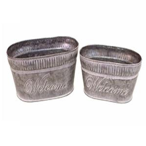 Jardinières ovales galvanisées avec poignées métalliques pour la décoration de la maison et du jardin, pots et jardinières à fleurs - Product Image 6
