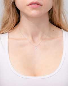 White Gold Crescent <b>Moon</b> Lab Grown Diamond Pendant <b>Necklace</b> - Product Image 2