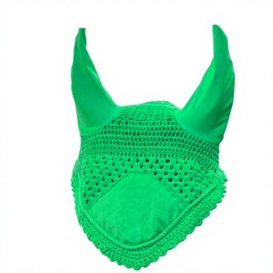 Bonnet d'oreille de cheval en crochet bleu de luxe, respirant, en filet, doux, en spandex, léger, silencieux, masque d'équitation extérieur - Product Image 4