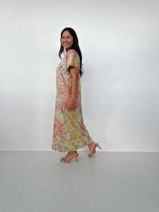 Robe caftan en jersey de coton tie-dye Alisa, style marocain, vêtements de détente pour femmes, robe t-shirt à col en V avec poches - Product Image 5