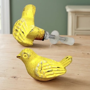 Industrial <b>Ceramic</b> Yellow Distressed Bird <b>Knobs</b> Drawer Cabinet Handle Pulls Kitchen Bedroom Dining Wardrobe/Dresser Beads Art CK - Product Image 1