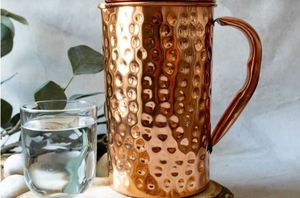 Copper jug set for premium family gathering moments <b>water</b> serving metal set with <b>glasses</b> durable reusable kitchen dining drinkwa - Product Image 4
