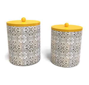 Modern Cylinder Food <b>Storage</b> <b>Containers</b> with Yellow Lids Airtight Freshness Preservation <b>Stackable</b> Kitchen Design - Product Image 1