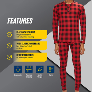 Ensemble de sous-vêtements thermiques pour hommes RABUSH SPORTS de haute qualité, logo personnalisé imprimé, caleçons longs à carreaux, séchage rapide, très confortable - Product Image 3