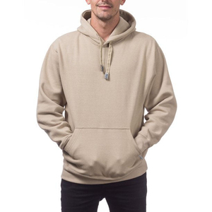 Sudadera con Capucha para Hombre, Corte Regular, Color Sólido, Informal, para Otoño, Beige, de Algodón Tejido, con Bolsillo - Product Image 1