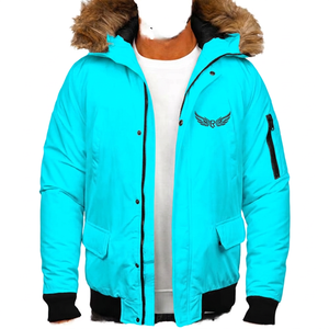 Men's <b>White</b> Hooded <b>Jacket</b> With Fur Collar Embroidered Logo Zipper Casual Winter Wear - Product Image 5