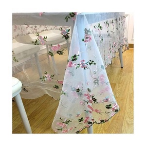 Customized Embroidered Netted Floral DTG Stylish Factory Direct Sale 100% Organic Cotton Easy to Maintain Large Table Clothes - Product Image 1