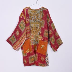 La última chaqueta de kimono Kantha Vintage para mujer, ropa tejida con estampado Floral hecho a mano de algodón, logotipo transpirable, ecológico, nuevo - Product Image 5