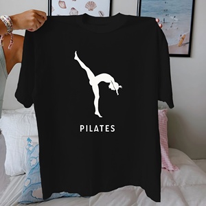 Pilates teaser pose silueta Camiseta de algodón puro Mujer ajuste cómodo - Product Image 1