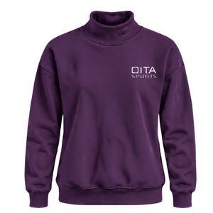 Sudadera de cuello alto para mujer, color morado berenjena, manga larga, estilo oversize, forro polar, informal, para invierno, estilo urbano, a la moda - Product Image 1