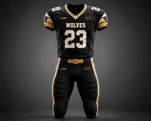 Ensemble d'uniformes de football américain sur mesure de qualité supérieure |   Maillot de football sublimé et pantalon intégré |   Vêtements d'équipe pour jeunes et adultes - Product Image 1