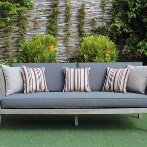 Elegante Sofá Redondo para Exteriores con Cojines y Estructura de Madera - Product Image 5