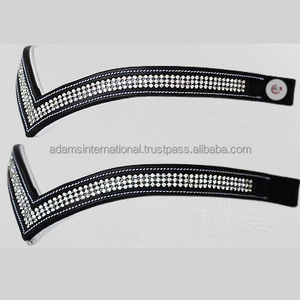 Cavalier bonne qualité cuir cheval strass cristal Bling sourcil bande cheval saut équipement grossiste fabricant - Product Image 3