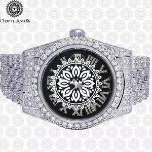 Montre de luxe en moissanite de haute qualité avec verre saphir résistant aux rayures, disponible à la vente - Product Image 1