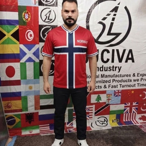 Unisex Plus Size Norway Flag <b>Soccer</b> Jersey Red Short Sleeve Norwegian Cross Graphic Football T-Shirt 100% Polyester - Product Image 1