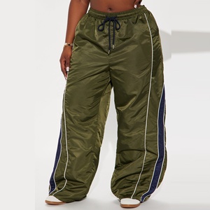 กางเกงวอร์มลำลองสำหรับผู้หญิงที่มีสไตล์ พร้อมแถบข้างตัดสีและซิปตกแต่ง กางเกงและกางเกงขายาวสำหรับผู้ชาย - Product Image 1