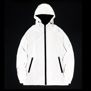 Nueva Chaqueta Deportiva con Capucha y Cremallera para Hombre, Reflectante, Cortavientos, de Manga Larga, Color Gris, Ideal para Correr de Noche - Product Image 5