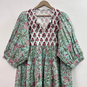 Vestido Casual Midi para Mujer, Tejido 100% Algodón, Liso, Manga Corta, Cintura Imperio, Estilo Babydoll, Cuello en V, Holgado, Funcional - Product Image 3