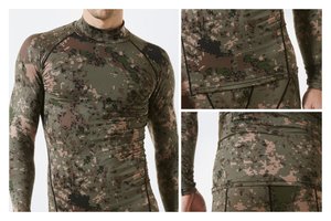 Camiseta Deportiva de Manga Larga para Hombre, Cuello Alto, Camuflaje, Secado Rápido, Corte Ajustado, Tejido de Poliéster, Ropa Deportiva - Product Image 6