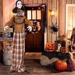 Bruja Animatrónica de Halloween de 1.65 m con Cabeza Abatible, Sonido/Activación por Botón, 4 Ojos Rojos Intermitentes y Sonidos de Gritos, Decoración de Halloween - Product Image 2