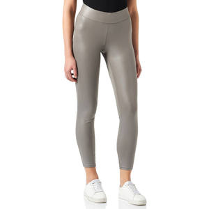 Leggings en similicuir PU taille haute pour femme, gris uni, longueur cheville, coupe skinny, respirants, décontractés, à devant plat et taille élastique - Product Image 1