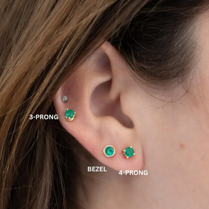 ต่างหูแบบติดหูทรงมรกต ทองคำแท้ 18K ตัวเรือนแบบ Bezel Setting เรียบหรู สำหรับผู้หญิง แฟชั่นสวมใส่ได้ทุกวัน - Product Image 2