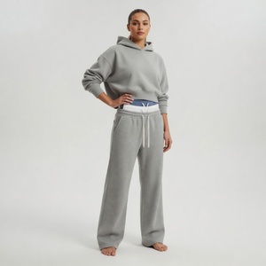 Pantalon de jogging décontracté à taille haute et jambes larges en molleton de coton, triple taille personnalisée, pour le streetwear, vente en gros OEM - Product Image 6
