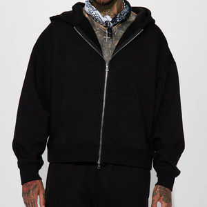 Men's Hooded Zipper Tracksuit Black White Stripe Casual Solid Color Full Sleeve Autumn Breathable Regular Fit Side Pockets - Product Image 4