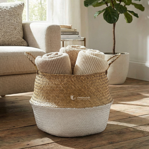 Cesta de mimbre marino, cesta plegable ecológica para plantas de interior, juguetes y ropa sucia, origen Vietnam - Product Image 3