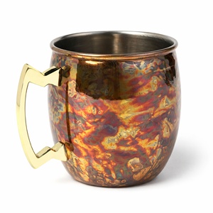 Mug Moscow Mule 500ml en acier inoxydable avec poignée |   Design martelé durable pour bière, vin et boissons glacées - Product Image 5