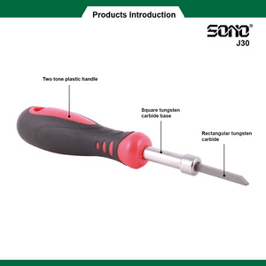 Cuchillo de jardín SONO J30 de hoja recta con cuchilla de acero inoxidable de 100 mm, mango de plástico antideslizante, color negro y rojo. - Product Image 2