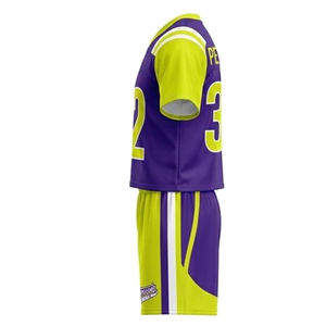 Ensemble de maillots de basket-ball sublimés personnalisés pour hommes, uniforme d'équipe violet et vert, kit en maille à manches courtes, fabriqué en usine, maillot spécial - Product Image 6