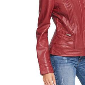 Nouvelles demandes, logo personnalisé, vestes rouges pour femmes, veste vintage pour l'hiver, manteaux en cuir élégants, veste bomber en fourrure véritable, streetwear - Product Image 5