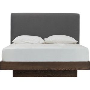 Lit plateforme en bois de style japonais, taille Queen, avec base flottante et tête de lit capitonnée, cadre de lit, mobilier de chambre à coucher de luxe - Product Image 4